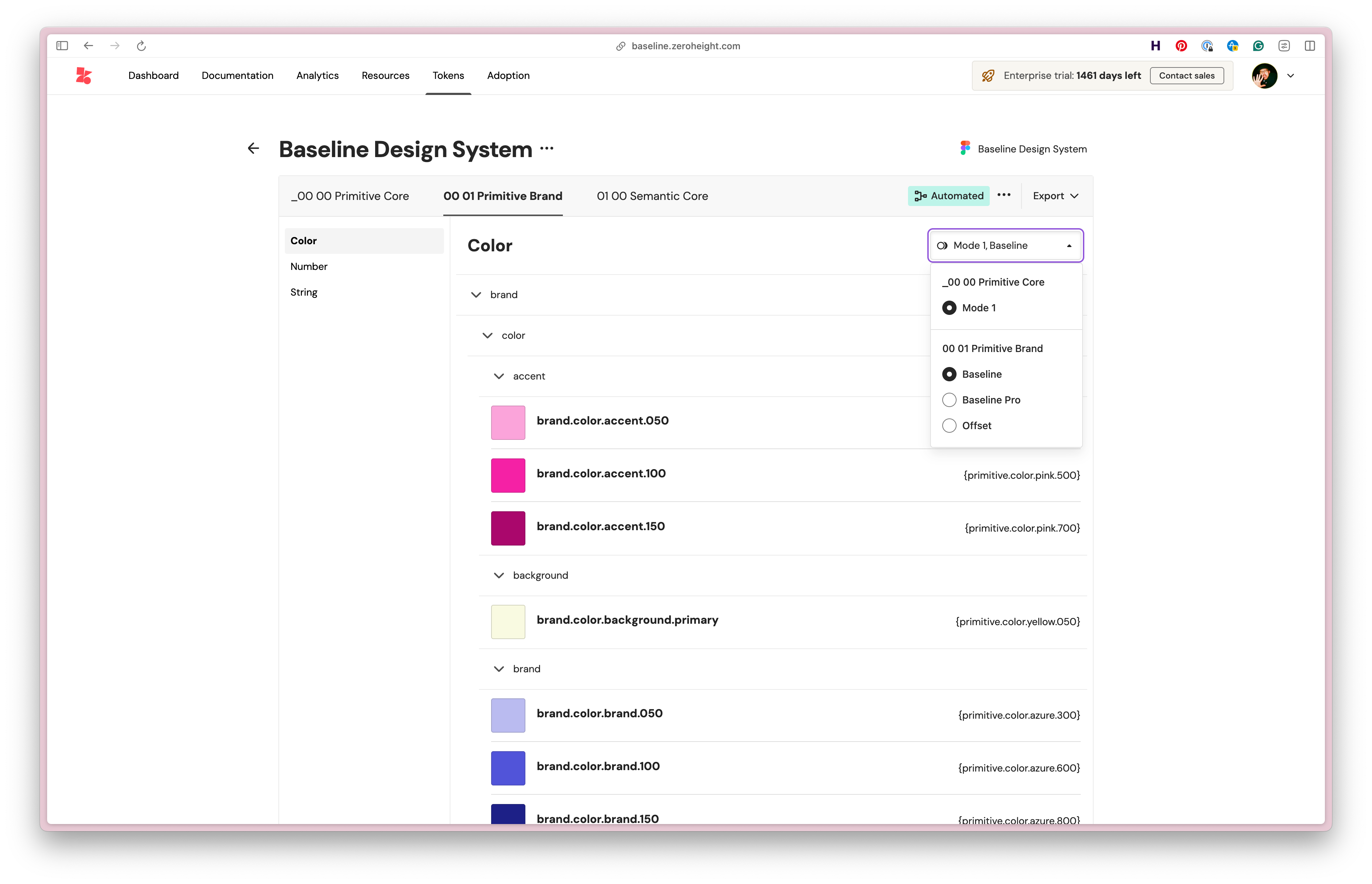 Baseline Design Tokens in zeroheight